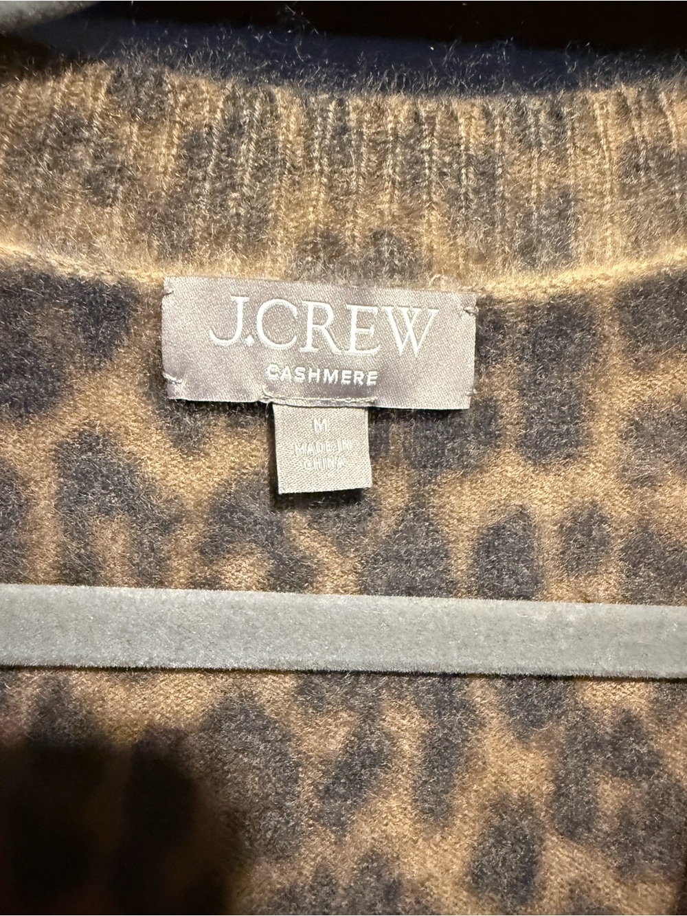 J. Crew Leopard Print V-Neck Short-Sleeve Cashmere Cardigan - Brown/Black - Picture 3 of 3
